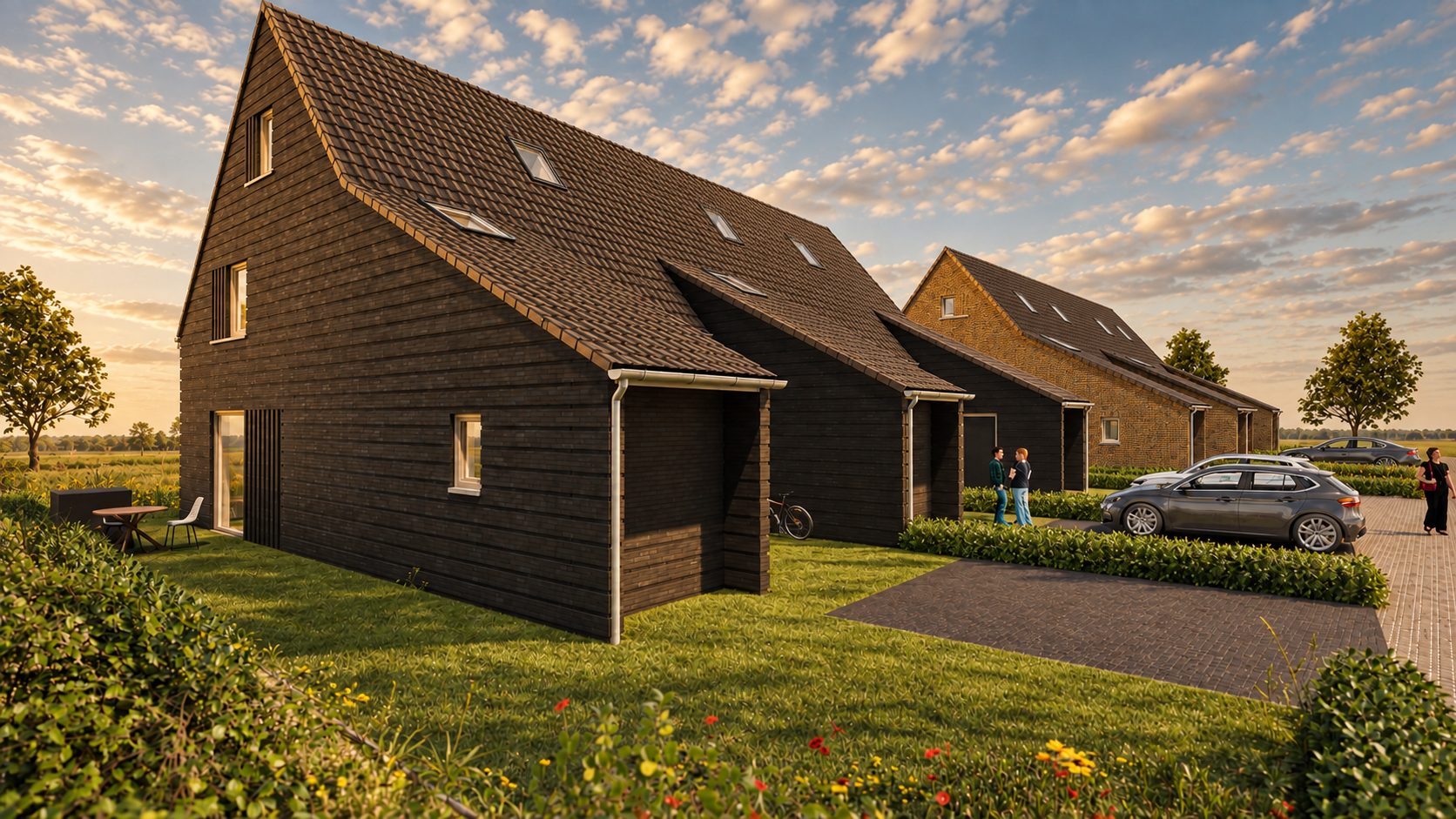Donkere schuurwoningen van blok 3